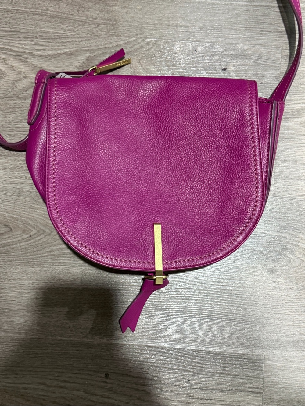 Vera Bradley Fuchsia Crossbody Saddle Bag with Gold Accent